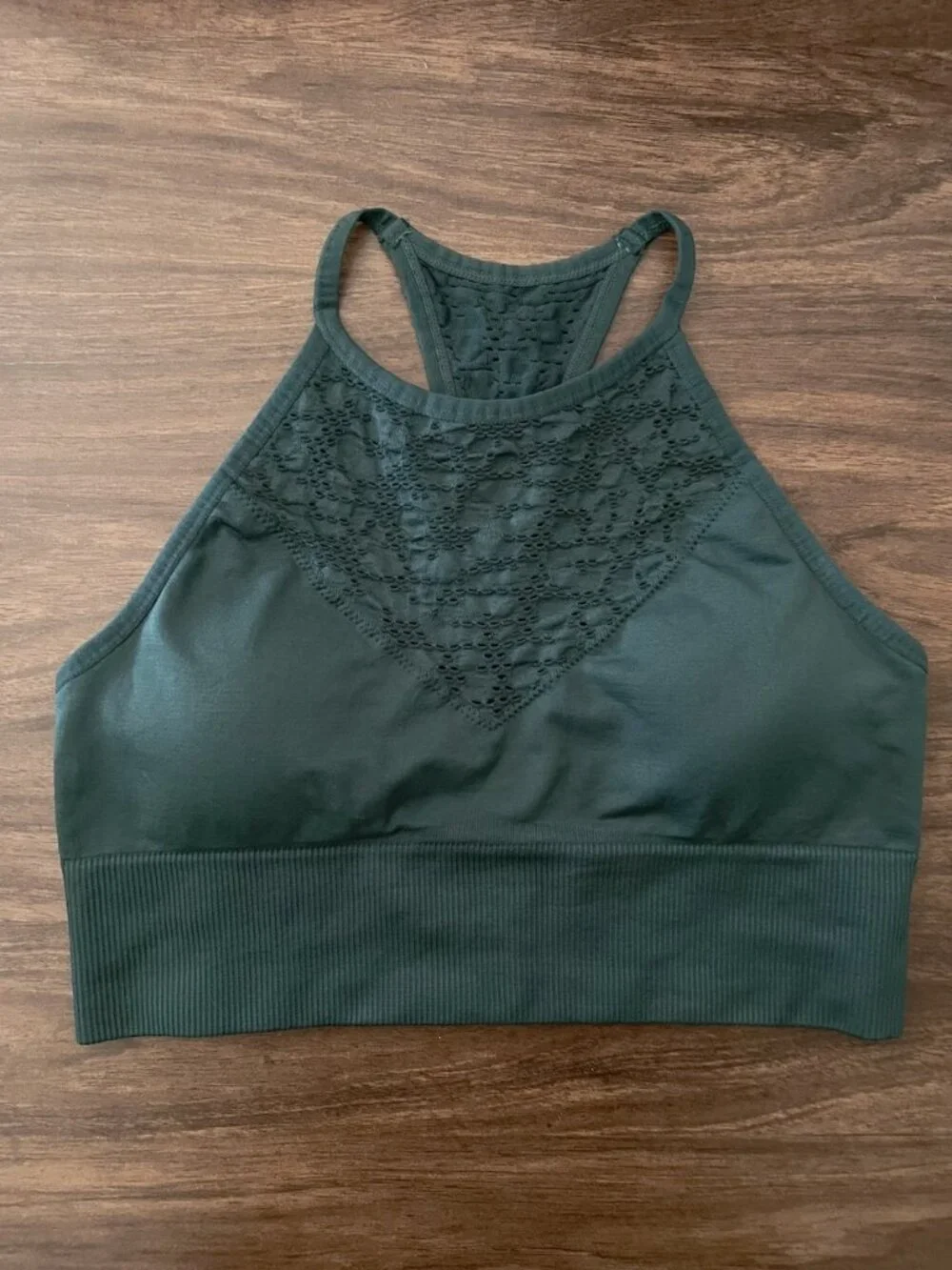 Betsey Johnson Performance Sports Bra in Teal with Perforated Details, Size M